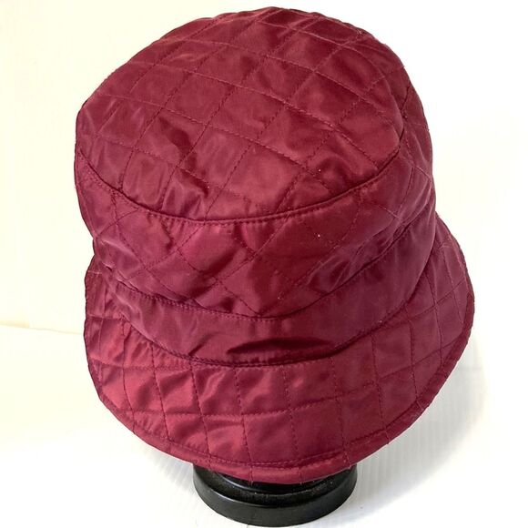 BETMAR NEW YORK Quilted Foldable Bucket Rain Hat Burgundy Waterproof - Picture 5 of 12